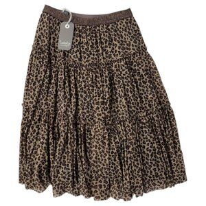 TOCOTO VINTAGE - ANIMAL PRINT MIDI SKIRT - BROWN/TAN - 6Y- NWT
